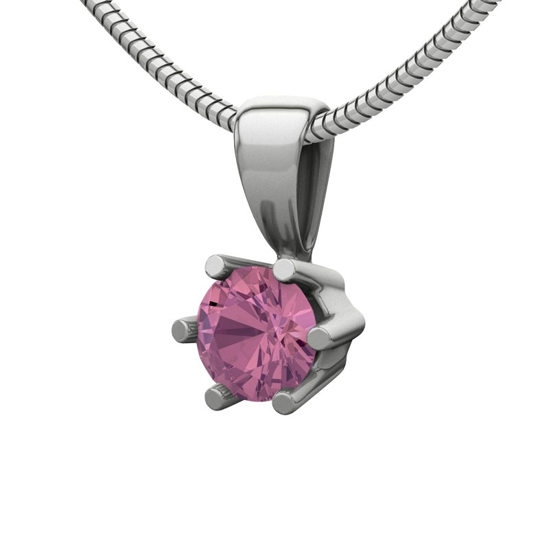 Pinker Turmalin Weißgoldhalskette Lugo, Weißgold 585, von vorn