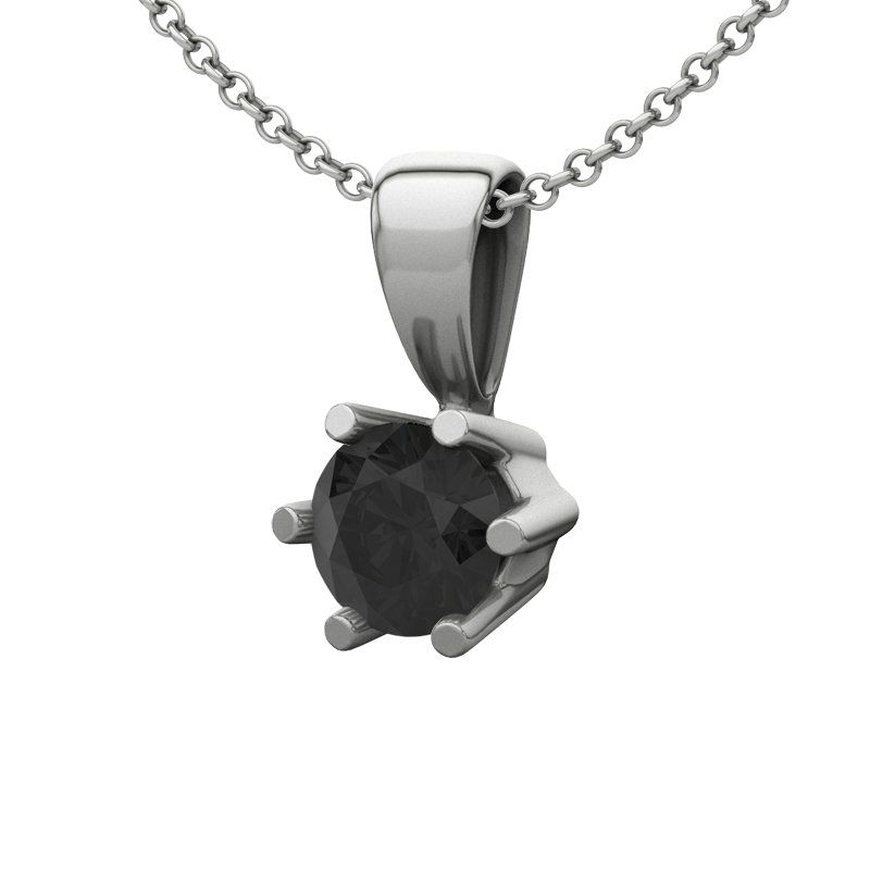 Diamant Schwarz Weißgoldhalskette Lugo, Weißgold 585, von vorn