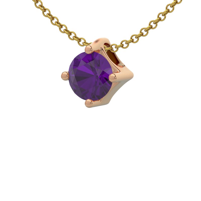 Amethyst Rotgoldhalskette Luton, Rotgold 750, von vorn