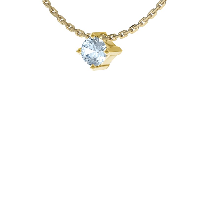 Aquamarin Gelbgoldhalskette Luxor, Gelbgold 585, von vorn