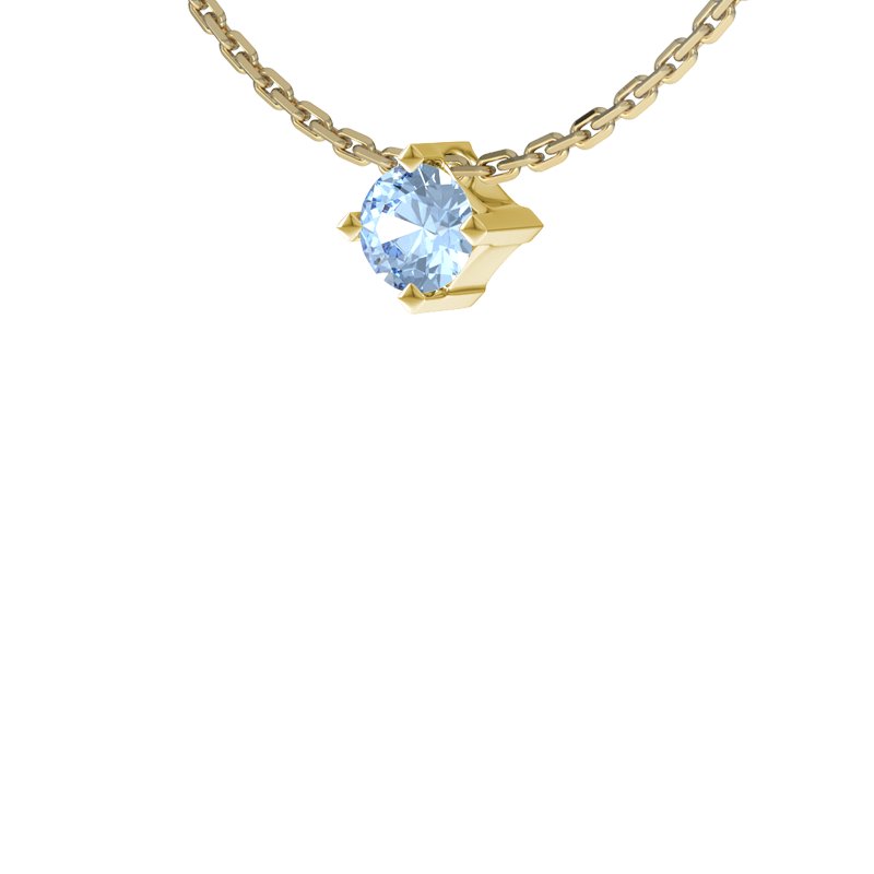 Blauer Topas Gelbgoldhalskette Luxor, Gelbgold 585, von vorn