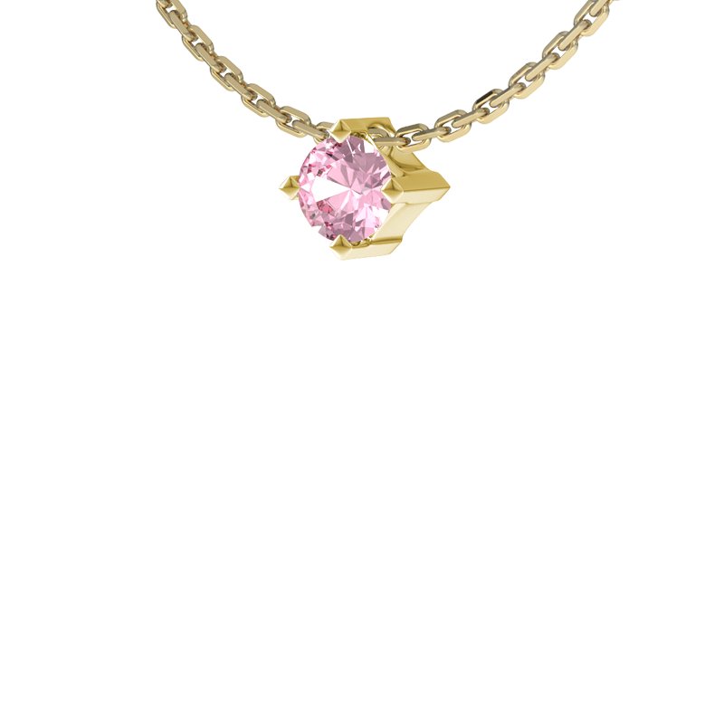 Pinker Turmalin Gelbgoldhalskette Luxor, Gelbgold 585, von vorn