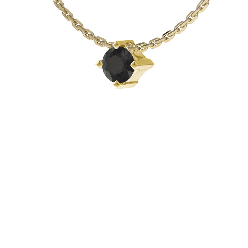 Diamant Schwarz Gelbgoldhalskette Luxor, Gelbgold 585, von vorn