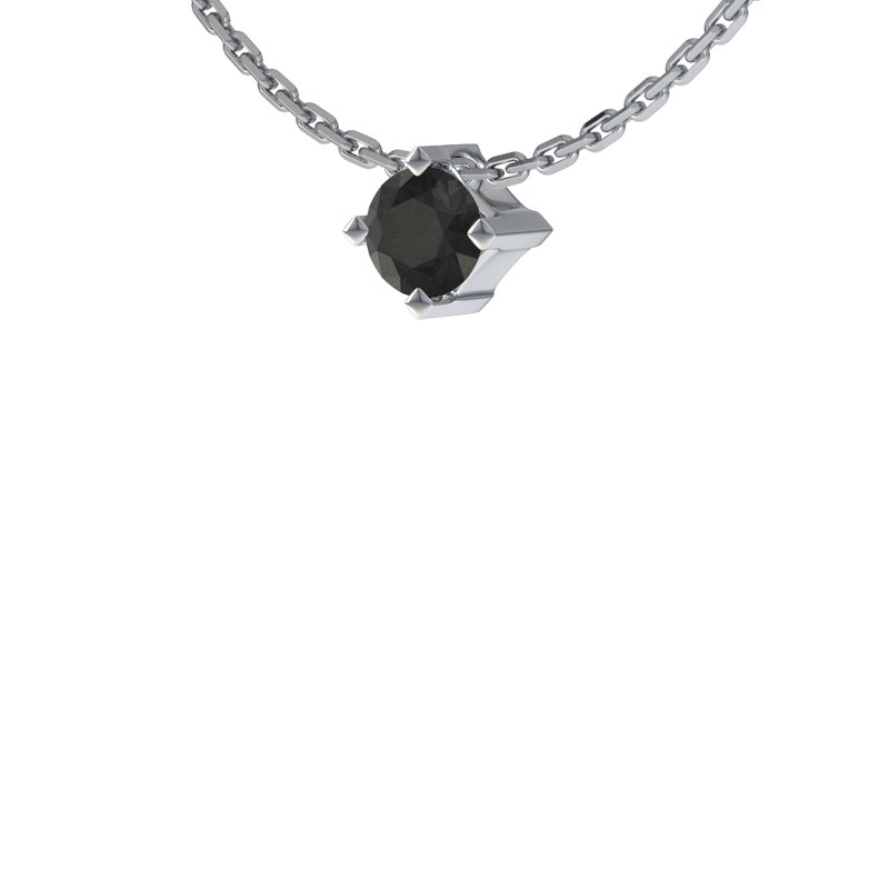 Diamant Schwarz Sterlingsilberhalskette Luxor, Sterlingsilber 925, von vorn