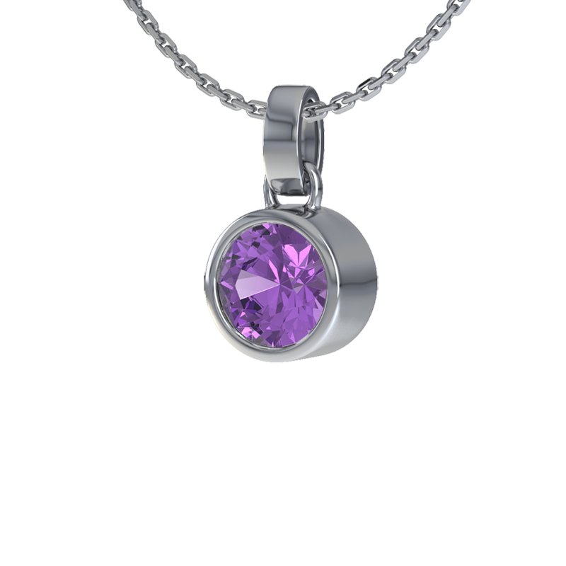Amethyst Weißgoldhalskette Mali, Weißgold 585, von vorn