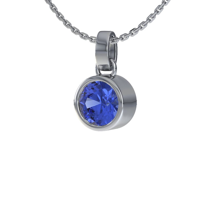 Blauer Saphir Weißgoldhalskette Mali, Weißgold 585, von vorn