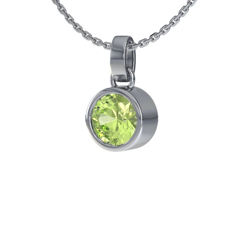 Peridot Weißgoldhalskette Mali, Weißgold 585, von vorn