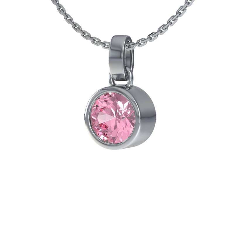 Pinker Turmalin Weißgoldhalskette Mali, Weißgold 585, von vorn