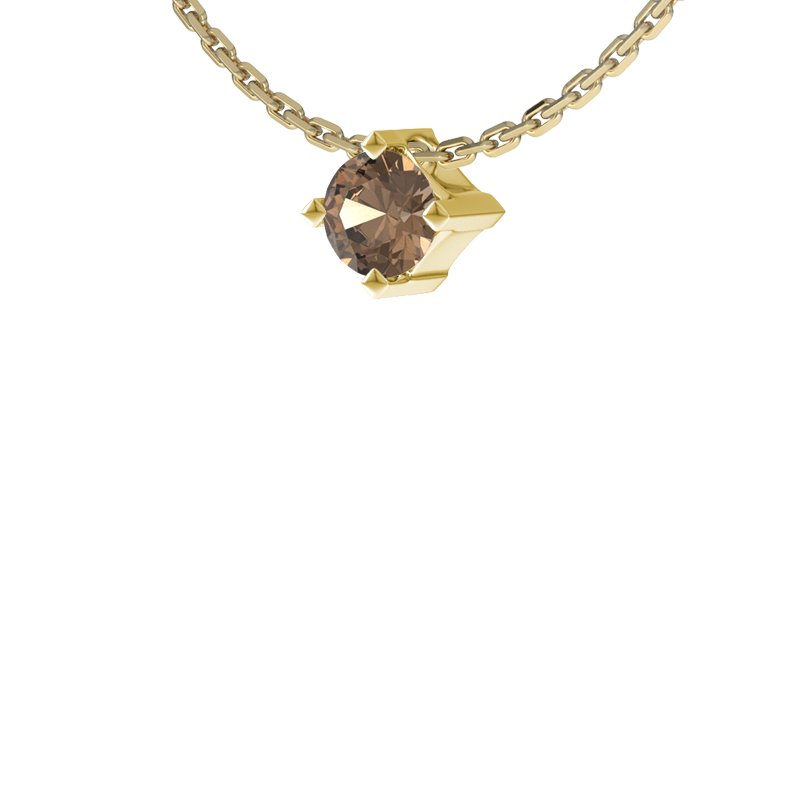 Rauchquarz Gelbgoldhalskette Manitoba, Gelbgold 585, von vorn
