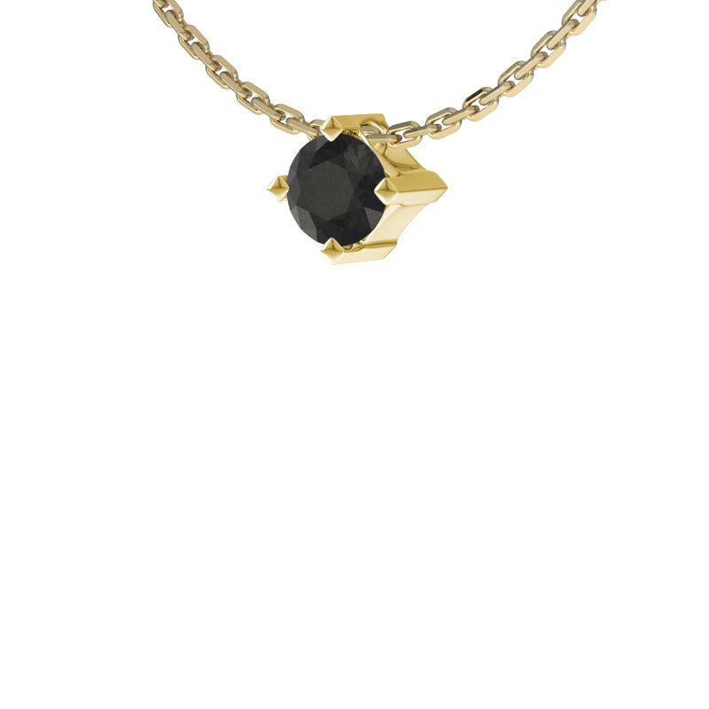 Diamant Schwarz Gelbgoldhalskette Manitoba, Gelbgold 585, von vorn