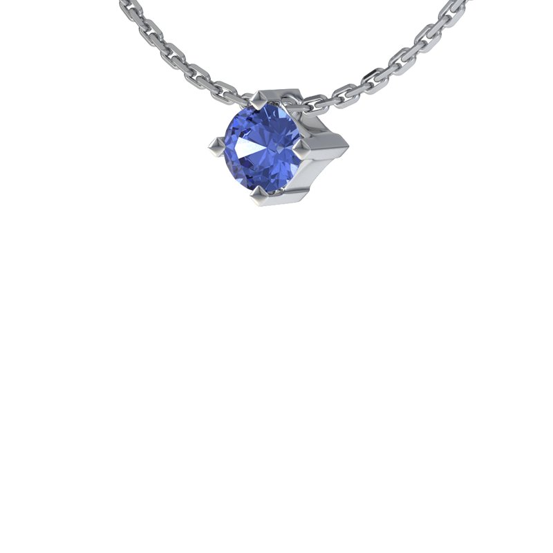 Blauer Saphir Sterlingsilberhalskette Manitoba, Sterlingsilber 925, von vorn
