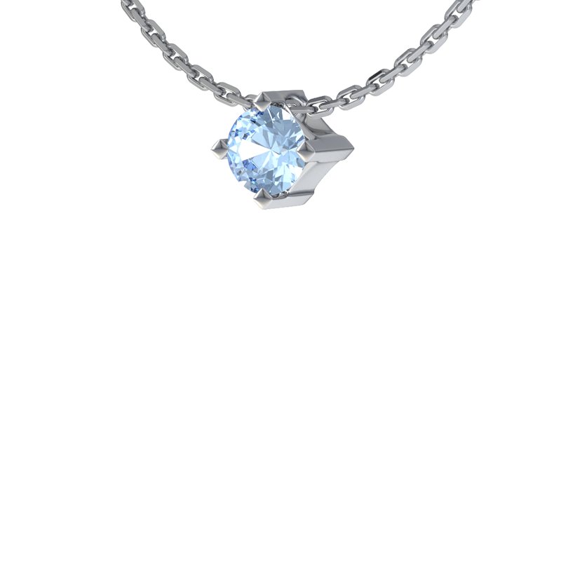 Blauer Topas Sterlingsilberhalskette Manitoba, Sterlingsilber 925, von vorn