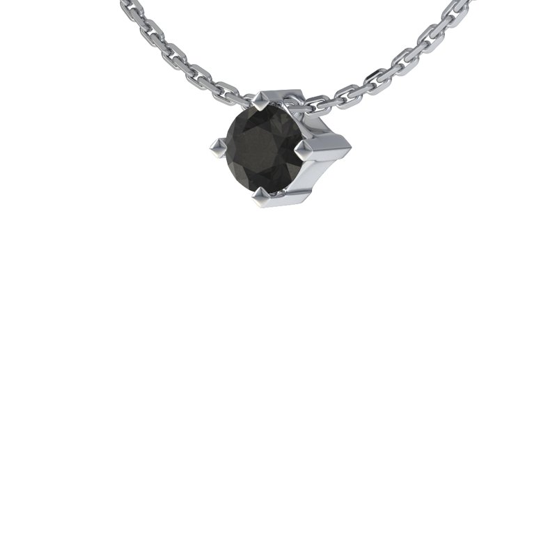 Diamant Schwarz Sterlingsilberhalskette Manitoba, Sterlingsilber 925, von vorn