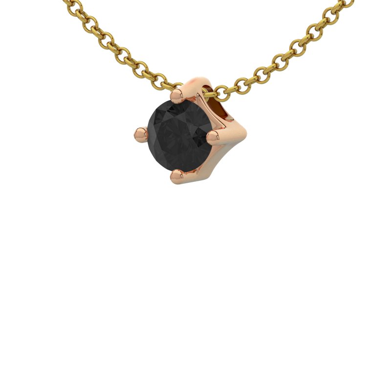 Diamant Schwarz Rotgoldhalskette Mauritius, Rotgold 750, von vorn