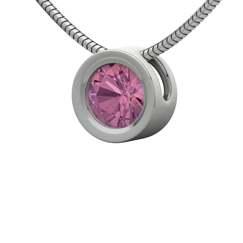 Pinker Turmalin Sterlingsilberhalskette Meerut, Sterlingsilber 925, von vorn