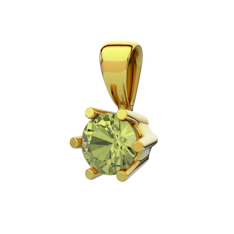 Peridot Gelbgoldhalskette Melilla, Gelbgold 375, von vorn
