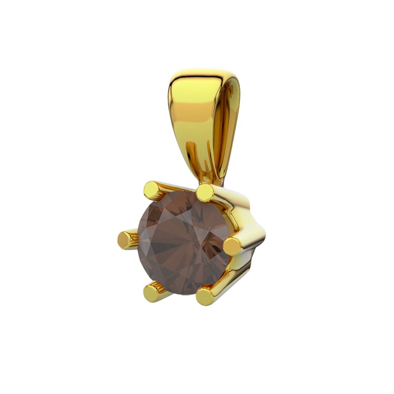 Rauchquarz Gelbgoldhalskette Melilla, Gelbgold 375, von vorn