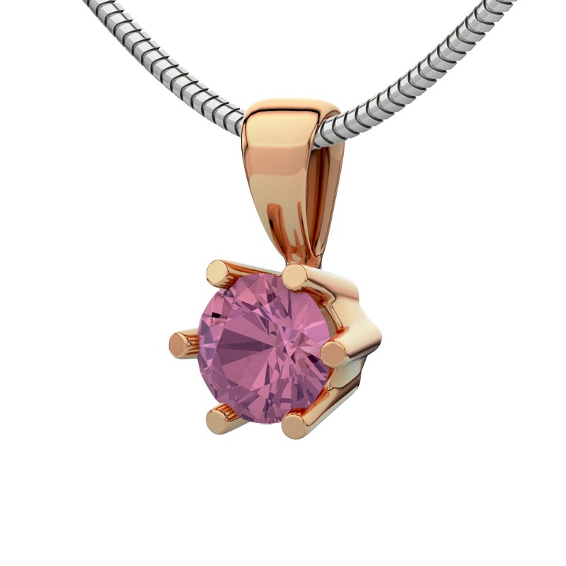 Pinker Turmalin Rotgoldhalskette Melilla, Rotgold 585, von vorn