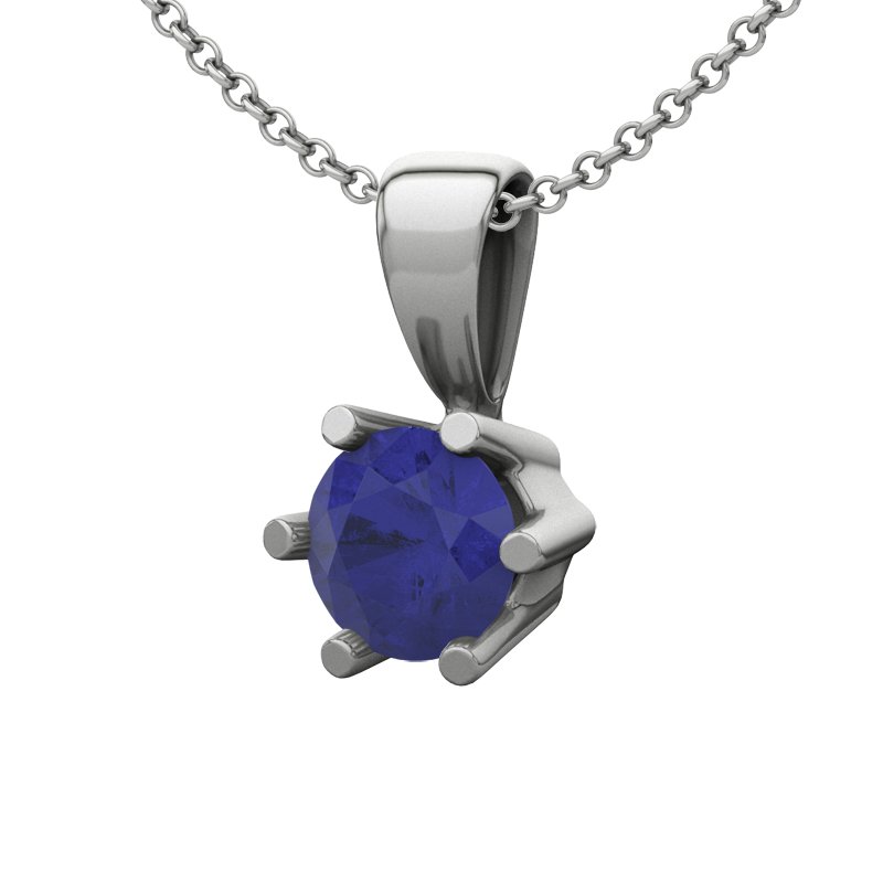 Blauer Saphir Sterlingsilberhalskette Melilla, Sterlingsilber 925, von vorn