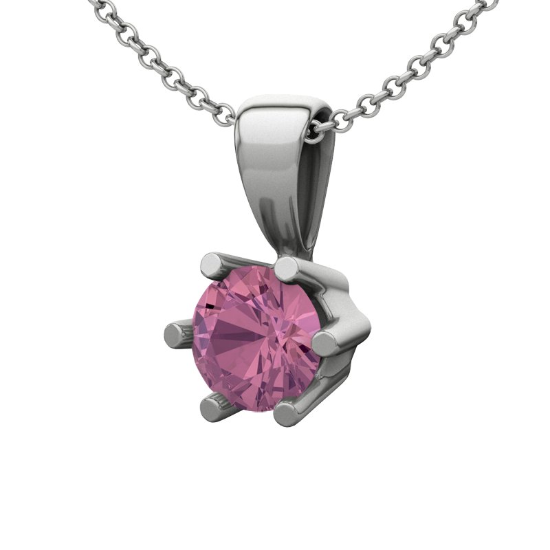 Pinker Turmalin Sterlingsilberhalskette Melilla, Sterlingsilber 925, von vorn