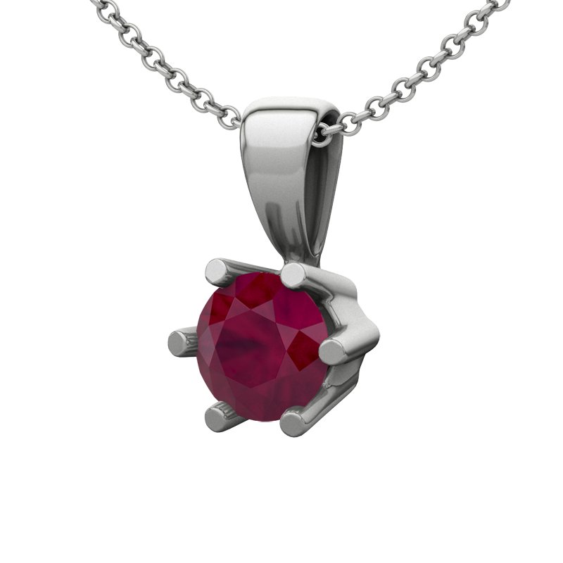 Rubin Sterlingsilberhalskette Melilla, Sterlingsilber 925, von vorn