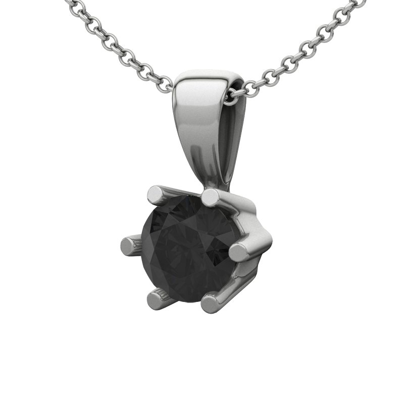 Diamant Schwarz Sterlingsilberhalskette Melilla, Sterlingsilber 925, von vorn
