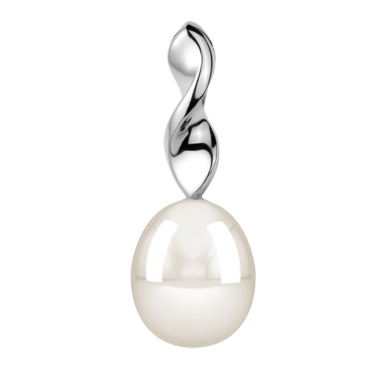Weiße Süßwasserperlen Weißgoldhalskette Misty Lovely, Weißgold 585, von vorn