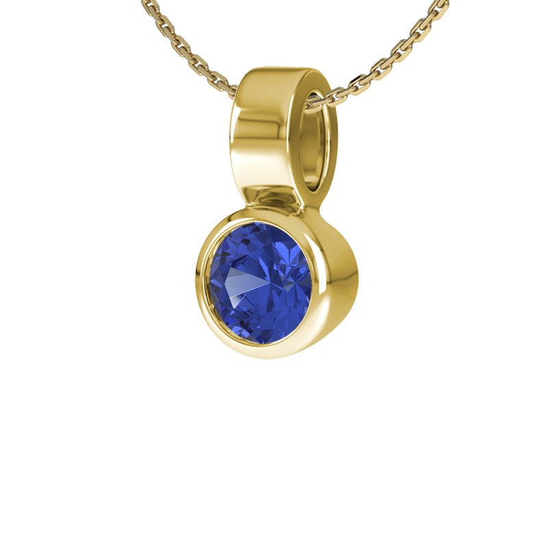 Blauer Saphir Gelbgoldhalskette Nancy, Gelbgold 585, von vorn