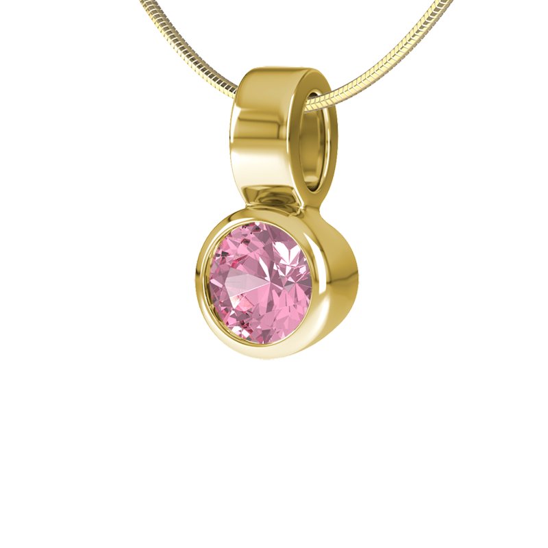 Pinker Turmalin Gelbgoldhalskette Nancy, Gelbgold 585, von vorn