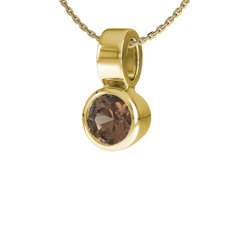 Rauchquarz Gelbgoldhalskette Nancy, Gelbgold 585, von vorn