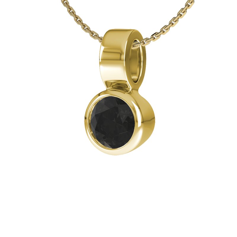 Diamant Schwarz Gelbgoldhalskette Nancy, Gelbgold 585, von vorn