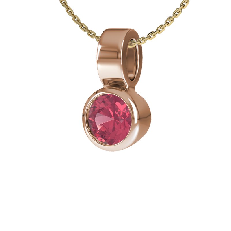 Rubin Rotgoldhalskette Nancy, Rotgold 585, von vorn