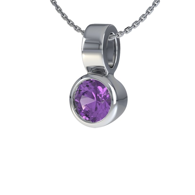 Amethyst Weißgoldhalskette Nancy, Weißgold 585, von vorn