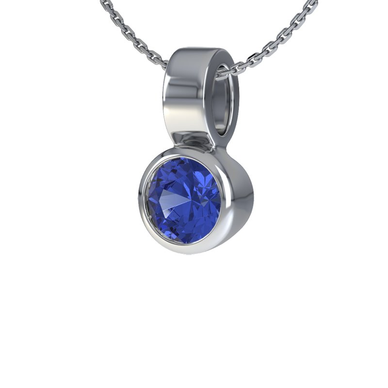 Blauer Saphir Weißgoldhalskette Nancy, Weißgold 585, von vorn