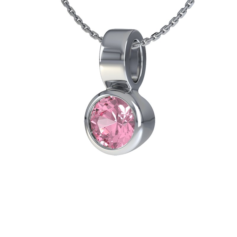 Pinker Turmalin Weißgoldhalskette Nancy, Weißgold 585, von vorn