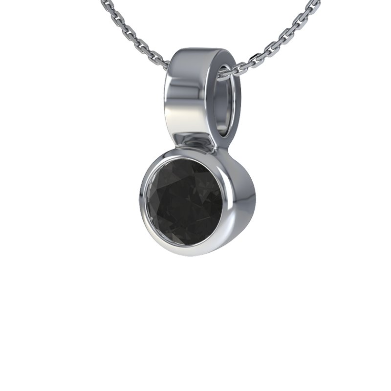 Diamant Schwarz Weißgoldhalskette Nancy, Weißgold 585, von vorn