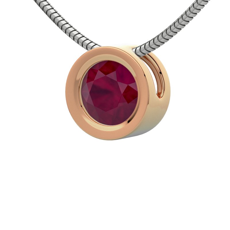 Rubin Rotgoldhalskette Nashik, Rotgold 585, von vorn