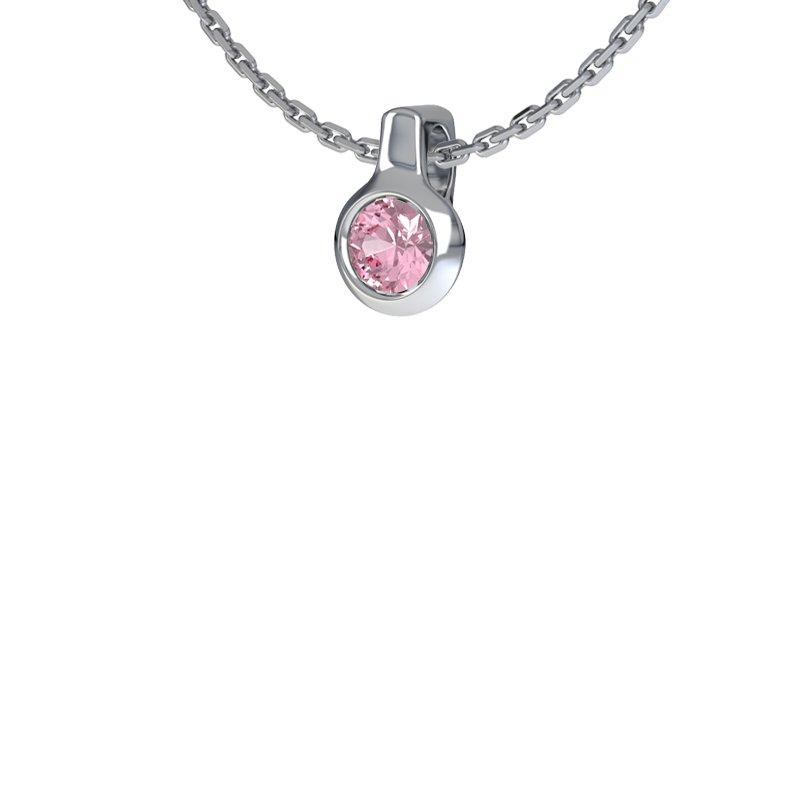 Pinker Turmalin Sterlingsilberhalskette Neapel, Sterlingsilber 925, von vorn