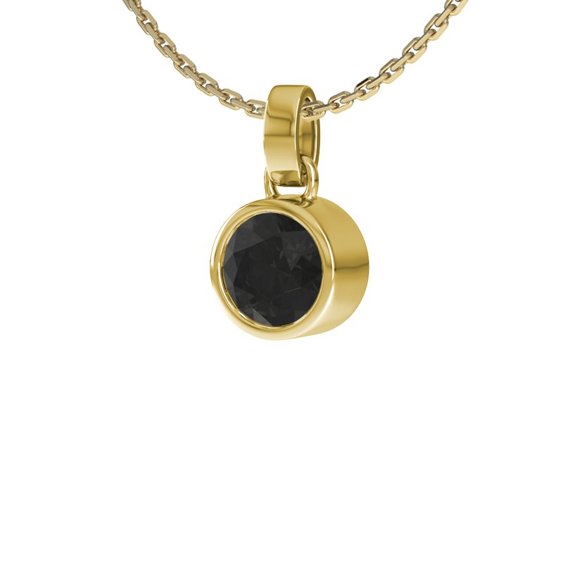 Diamant Schwarz Gelbgoldhalskette Nil, Gelbgold 585, von vorn