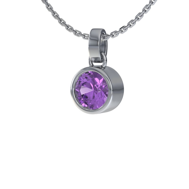 Amethyst Weißgoldhalskette Nil, Weißgold 585, von vorn