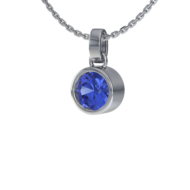 Blauer Saphir Weißgoldhalskette Nil, Weißgold 585, von vorn