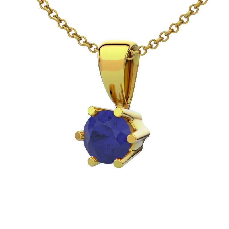 Blauer Saphir Gelbgoldhalskette Oviedo, Gelbgold 585, von vorn