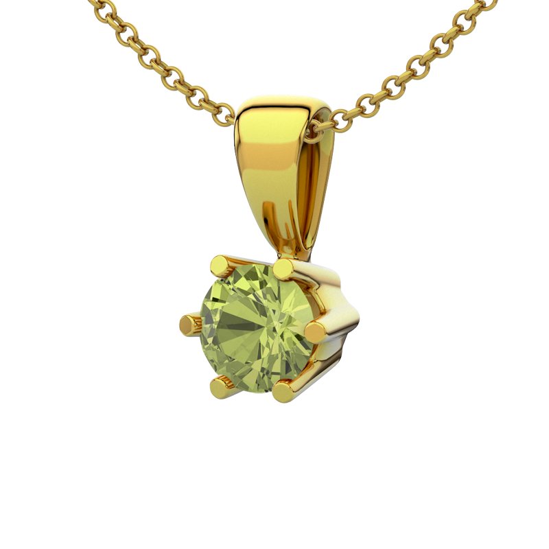 Peridot Gelbgoldhalskette Oviedo, Gelbgold 585, von vorn