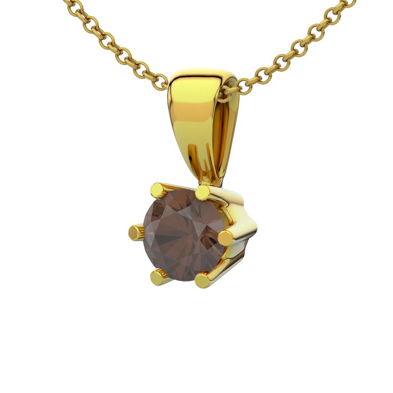 Rauchquarz Gelbgoldhalskette Oviedo, Gelbgold 585, von vorn