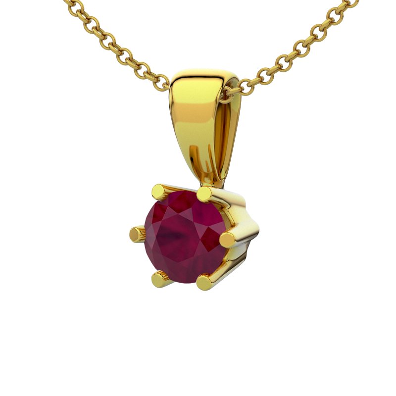 Rubin Gelbgoldhalskette Oviedo, Gelbgold 585, von vorn