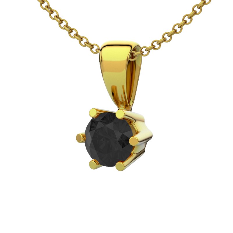 Diamant Schwarz Gelbgoldhalskette Oviedo, Gelbgold 585, von vorn