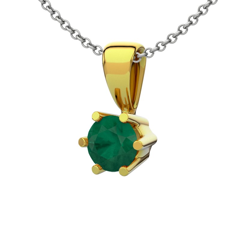 Smaragd Gelbgoldhalskette Oviedo, Gelbgold 750, von vorn