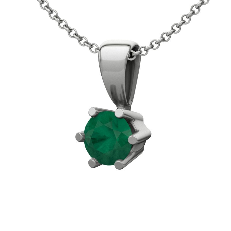 Smaragd Sterlingsilberhalskette Oviedo, Sterlingsilber 925, von vorn