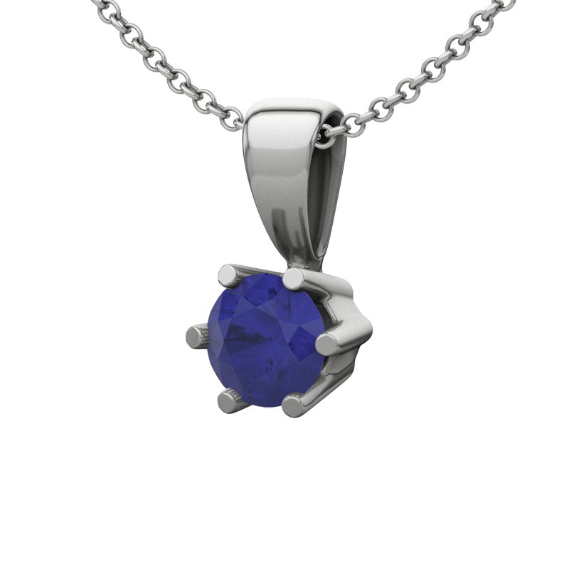 Blauer Saphir Weißgoldhalskette Oviedo, Weißgold 585, von vorn