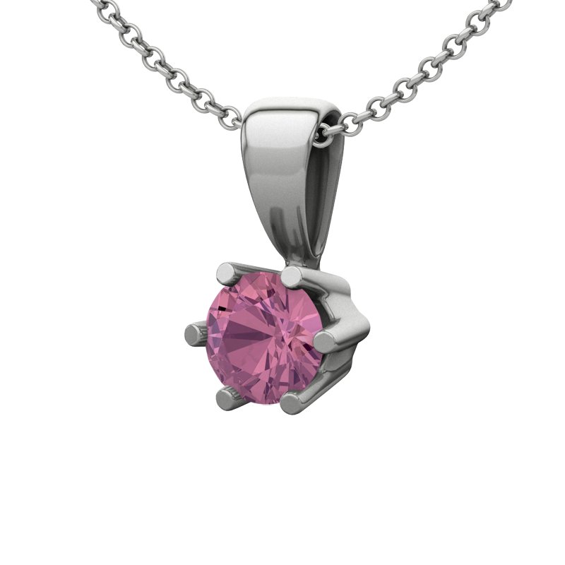 Pinker Turmalin Weißgoldhalskette Oviedo, Weißgold 585, von vorn